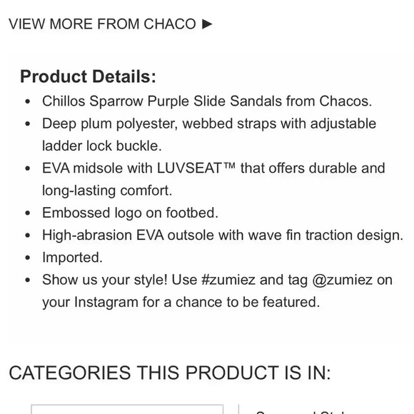 Chaco Chillos Sport Sparrow Purple Slide Sandals - Picture 8 of 8